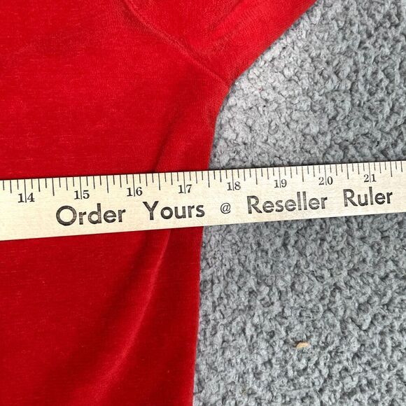 Vintage Terry Sweatshirt Women's Pullover Crew Neck 70s 80s Red Sweater Medium - Picture 3 of 5